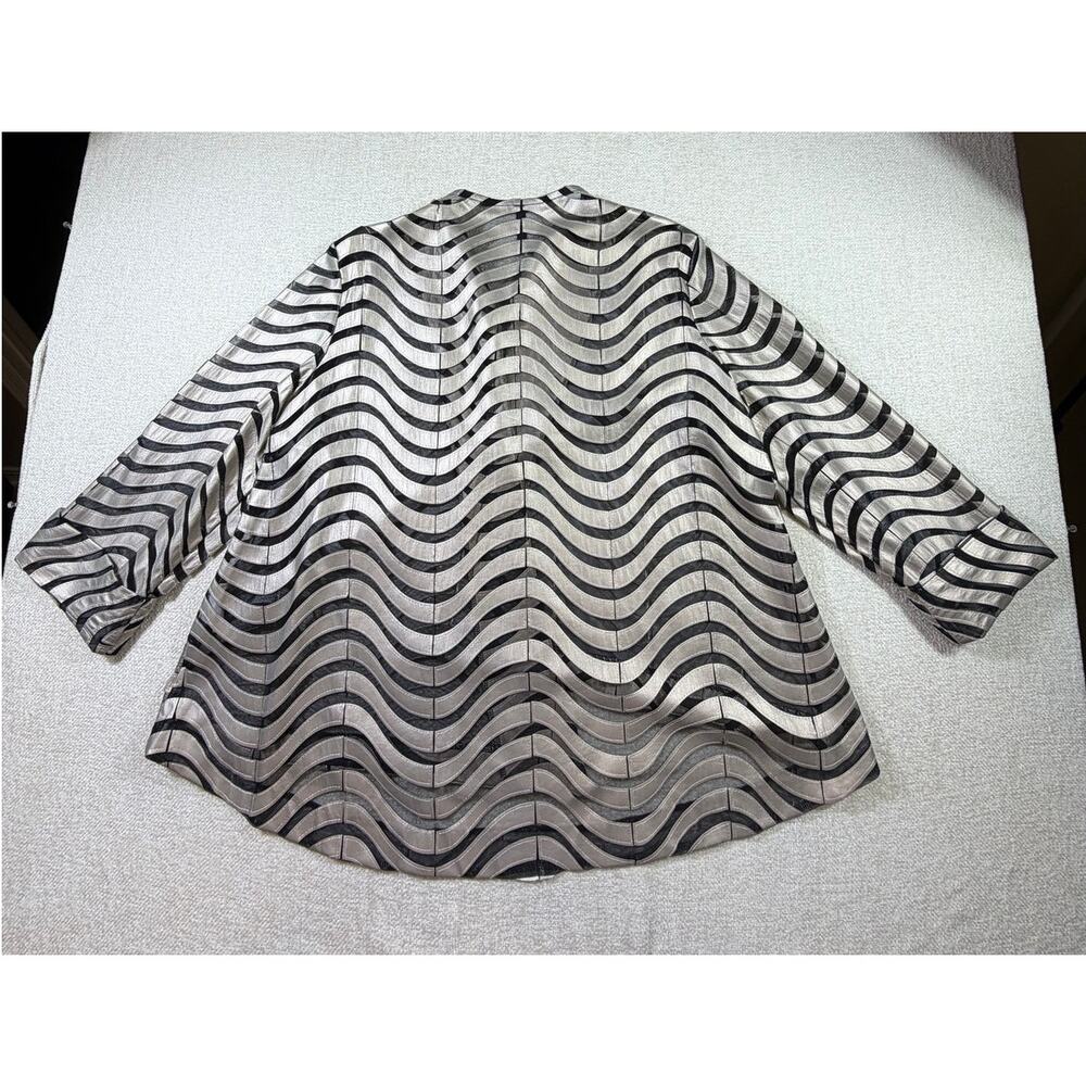 IC by Connie K Women XL Black Silver Sheer 3/4 Sleeve One Button Dress Jacket - Picture 2 of 9